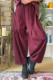 Oxford Stretch Herringbone Box Pleat Pant Burgundy